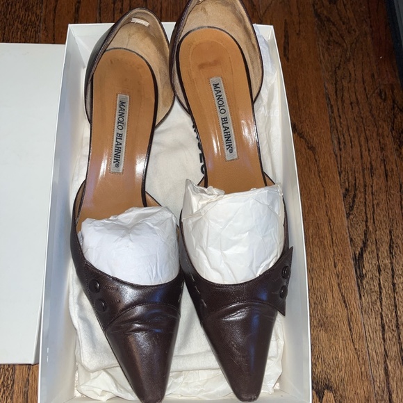 Manolo Blahnik | Shoes | Manolo Blahnik Brown Leather Heels | Poshmark